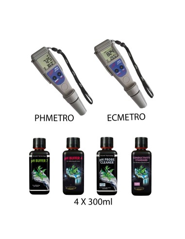 Kit Misurazione di PH + EC Adwa + Soluzioni Di Calibrazione e Pulizia 300ML