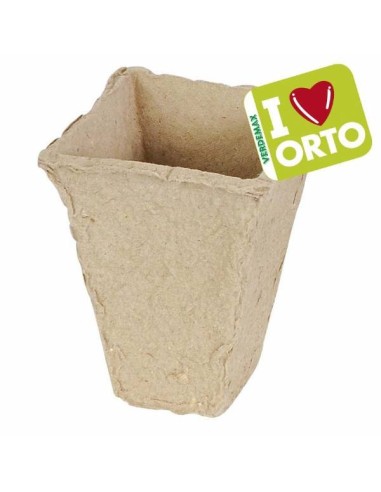 Vasetto quadrato biodegradabile di Verdemax I LOVE ORTO 6x6cm