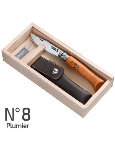 Opinel N°8 Plumier Coltello Carbon con Custodia